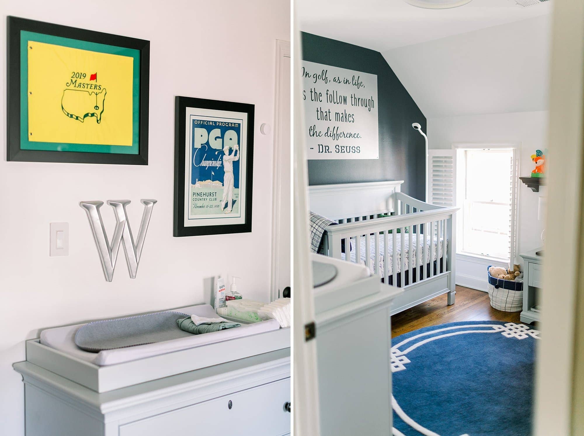 Masters and PGA tour posters in Golf Inspired Nursery