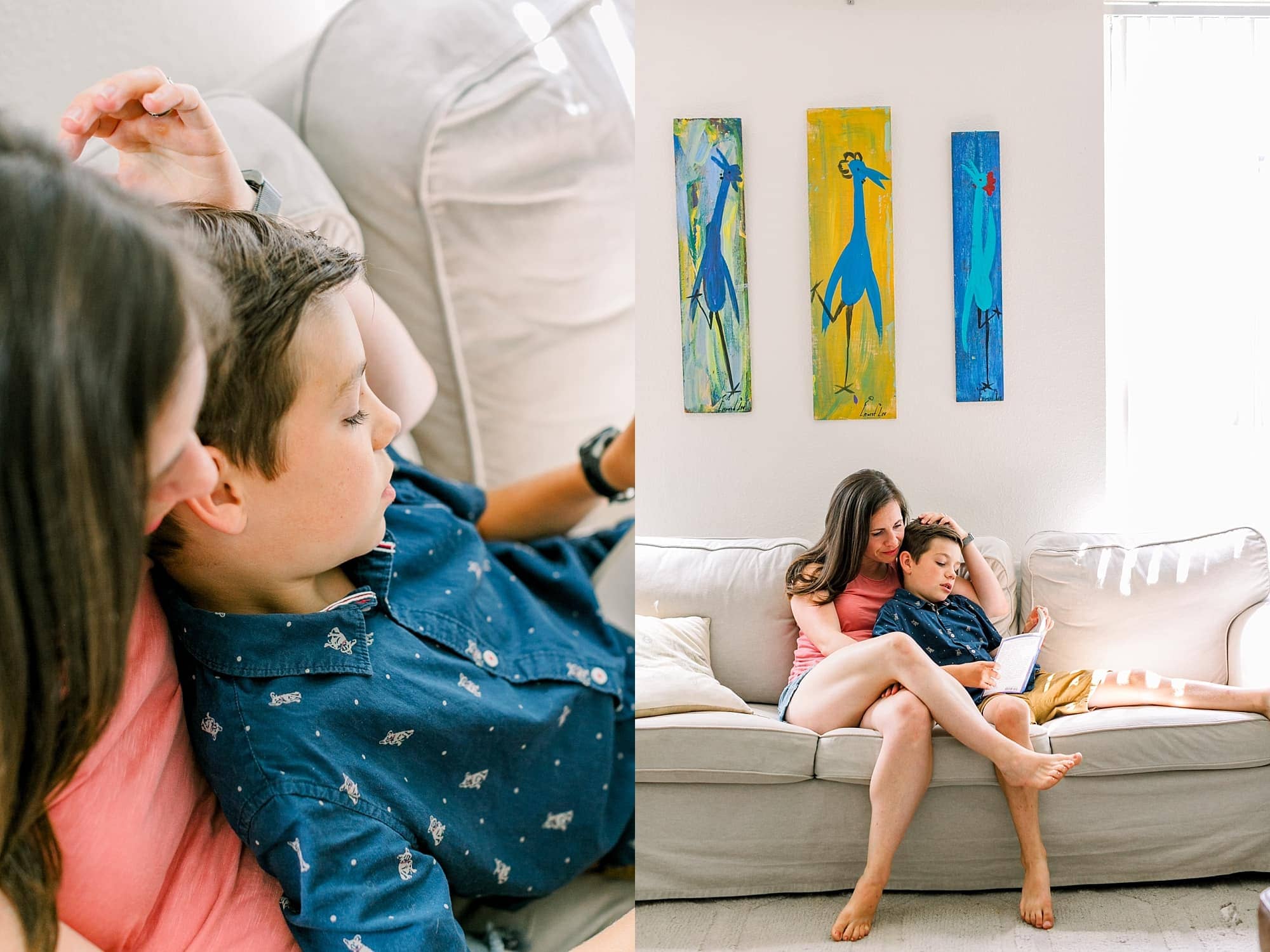 authentic moment photographed with mom and son in Miami home